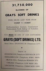 Grays Soft Drinks Ltd. advertisement in 1968 Spennymoor Official Guide.
