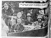 The King and Queen and members of the party in the Royal carriage at Spennymoor carnival.